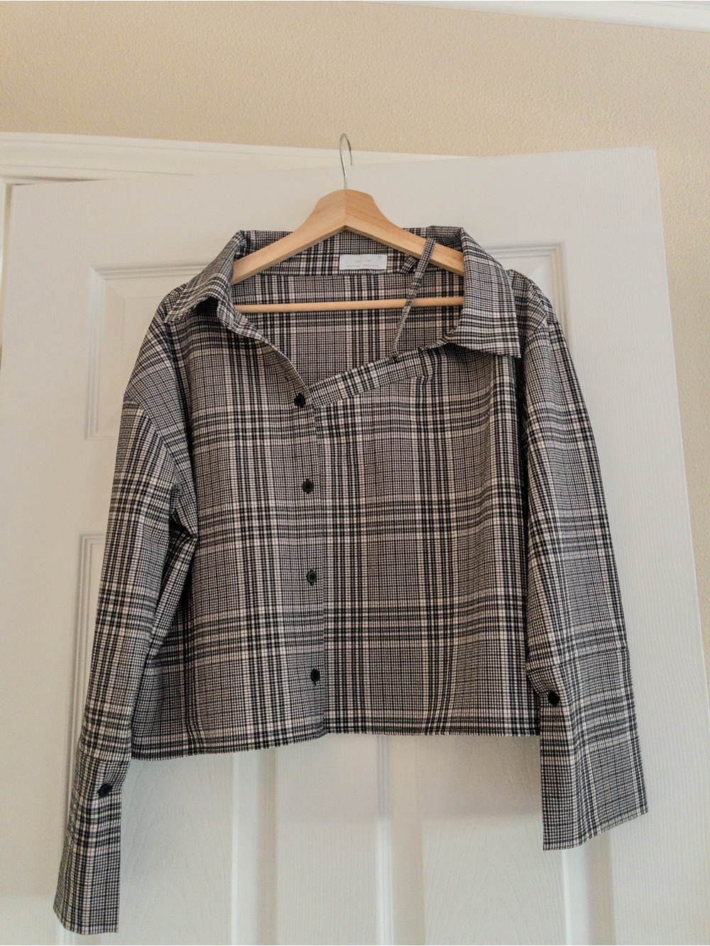 OAK + FORT Plaid Off Shoulder Size M